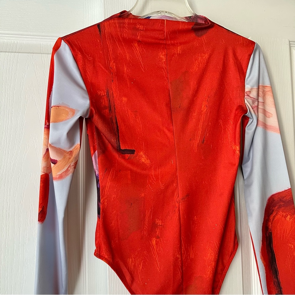 New Zara XEVI SOLA Print Red Long Sleeve Bodysuit Small 1165/019 - Picture 9 of 10